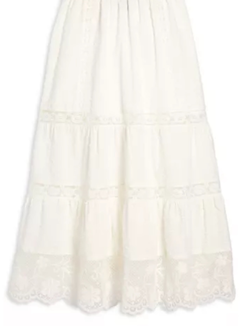 Aqua White Tiered Lace Maxi Skirt